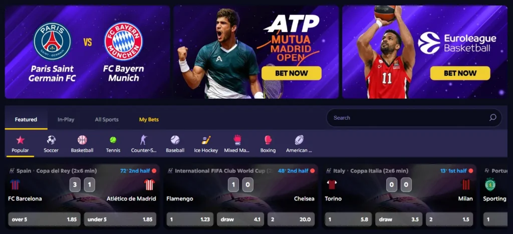 Sports Betting Section at Roobet Canada